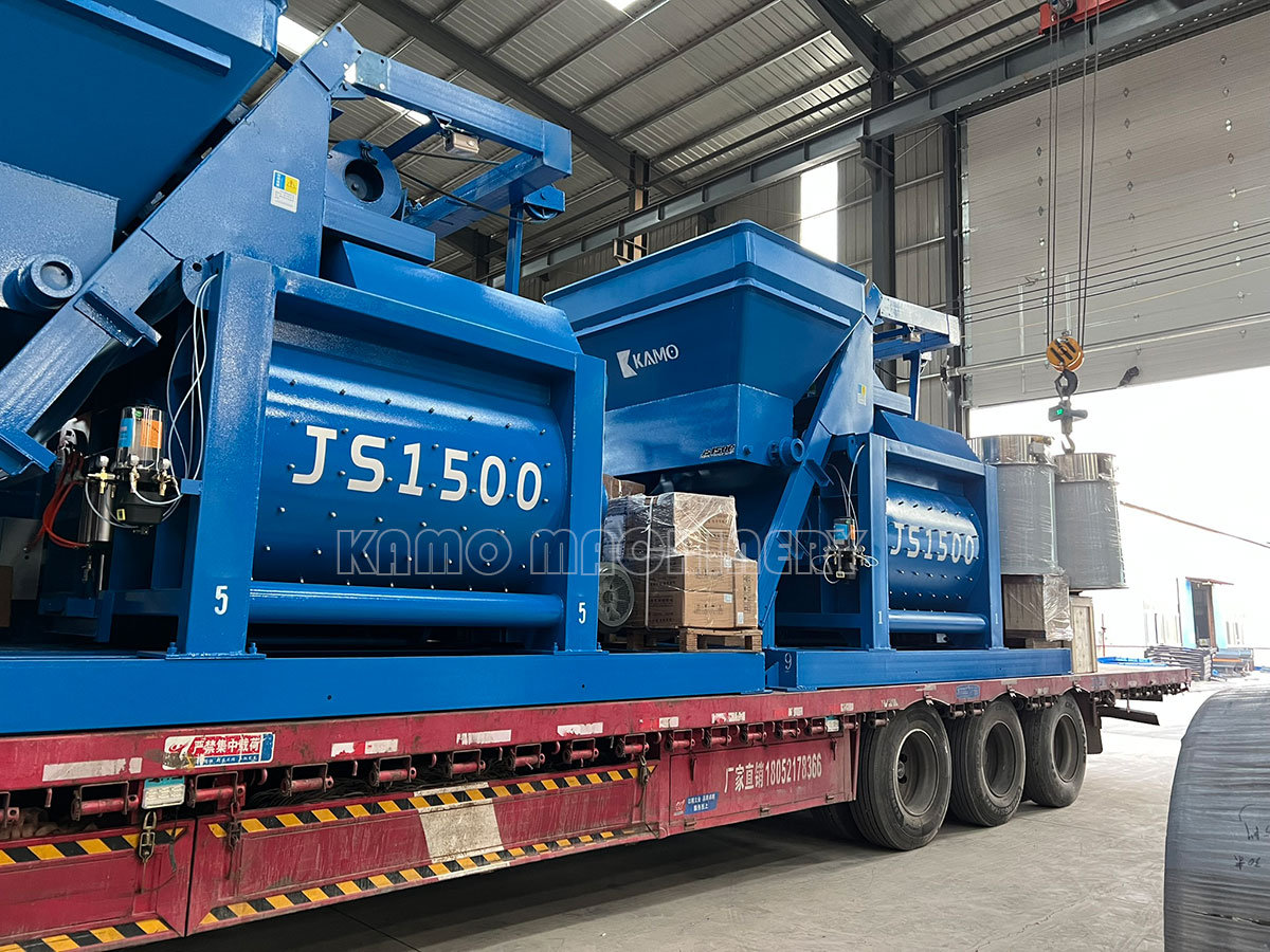 Giao máy trộn bê tông JS1500 và các thiết bị liên quan